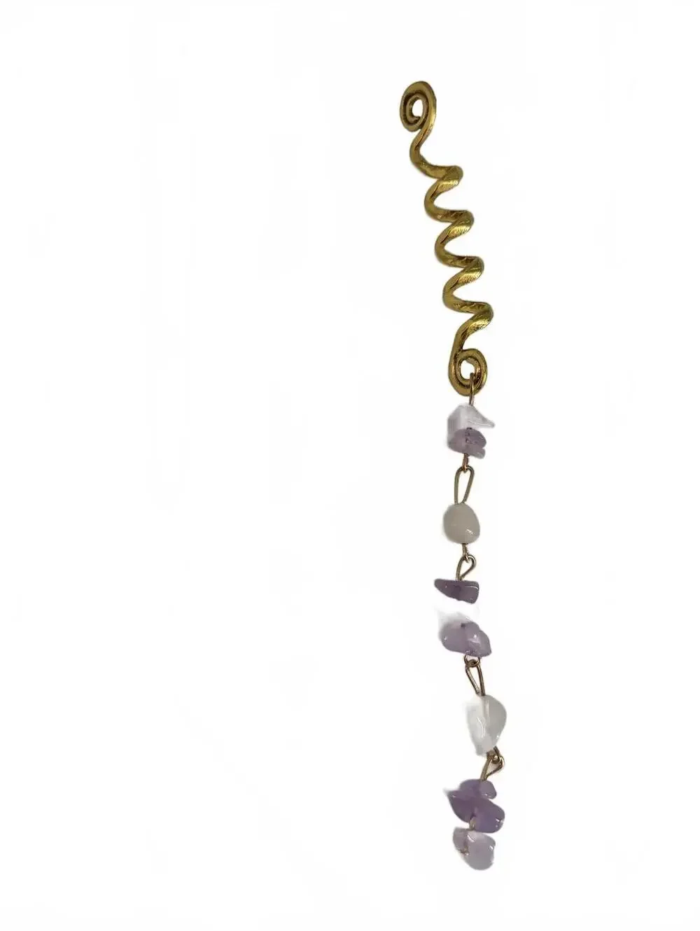 Handcrafted Hair Jewelry with Gold Spiral and Amethyst Stones
